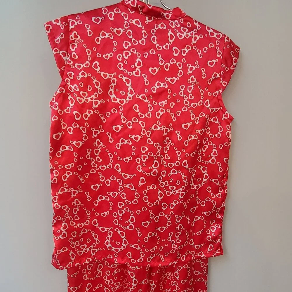 Two Pair Valentine Heart Design Lands' End Pajamas Girls